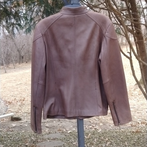 Kenneth Cole Reaction  Leather Zip up Jacket, brown, VINTAGE, SZ  Large - Picture 8 of 14